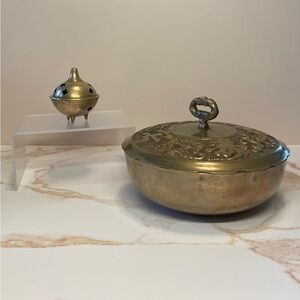 🪷Vintage Brass Blessings Incense Burner Set